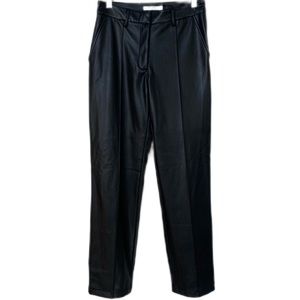 NA-KD Womens SZ 6 Black Pu Mid Rise Vegan Faux Leather Pants | NWOT